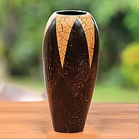 Coconut shell vase Tropical Snow Cone Indonesia