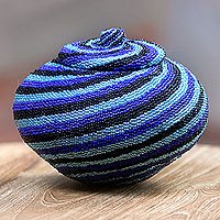 Beaded rattan basket,