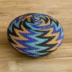 Beaded rattan basket,
