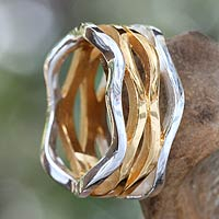 Gold accent band ring Ocean Waves Indonesia
