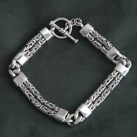 Men s sterling silver braided bracelet Hand in Hand Indonesia