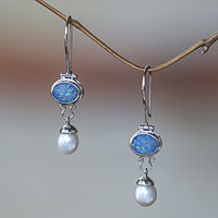 Pearl and opal dangle earrings Harmony Indonesia