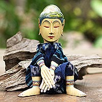 Wood display doll, 'The Mystic Hermit' - Cultural Wood Decorative Display Doll