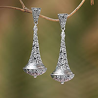 Sterling silver dangle earrings Temple Bells Indonesia