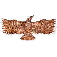 Wood sculpture, 'Eagle in Flight' - Wood sculpture