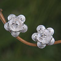 Sterling silver flower earrings Desert Rose Indonesia