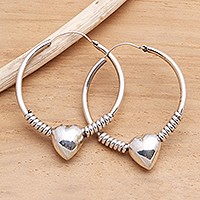 Sterling silver hoop earrings,