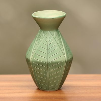 Ceramic vase, Frangipani Leaves