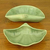 Ceramic bowls Seashells pair Indonesia