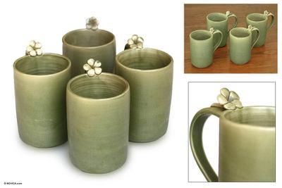 Ceramic mugs, Frangipani Brew (set of 4)