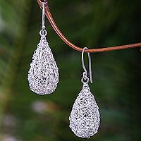 Sterling silver dangle earrings Moon Weave Indonesia