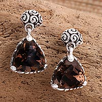 Smoky quartz dangle earrings Mystic Trinity Indonesia