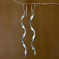 Sterling silver dangle earrings Swirling Waterfalls Indonesia