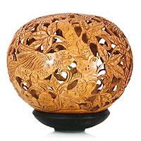 Coconut shell sculpture Bird of Paradise Indonesia
