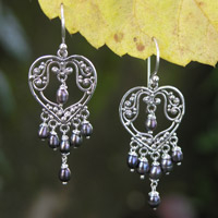 Pearl chandelier earrings Heart Symphony in Black Indonesia