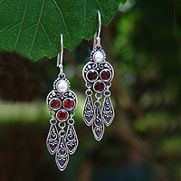 Garnet and pearl dangle earrings Forest Princess Indonesia