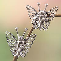 Sterling silver filigree earrings Filigree Butterfly Indonesia