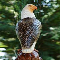 Wood sculpture, 'Powerful Eagle' - Wood sculpture