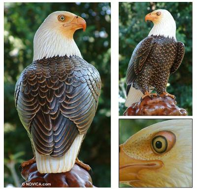 Wood sculpture, Powerful Eagle