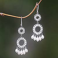 Pearl chandelier earrings Eclipse in White Indonesia