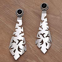 Onyx drop earrings Silver Scimitar Indonesia