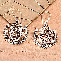 Sterling silver dangle earrings, 'Lace Fan' - Sterling Silver Dangle Earrings