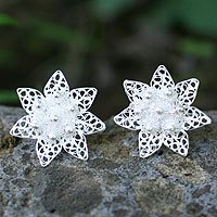 Sterling silver filigree earrings,