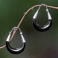 Sterling silver hoop earrings Half Moon Indonesia