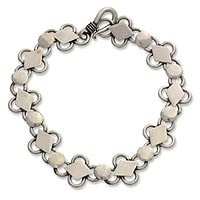 Sterling silver link bracelet, 'Clubs and Diamonds' - Sterling silver link bracelet
