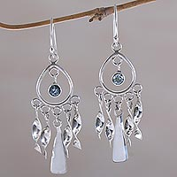 Topaz chandelier earrings, 'Blue Wind Chime' - Topaz chandelier earrings
