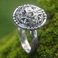 Sterling silver cocktail ring Talisman Shield Indonesia