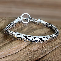 Sterling silver braided bracelet, 'Balinese Finesse' - Handcrafted Sterling Silver Bracelet