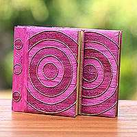 Natural fiber notebooks, 'Hypnotic Rose' (pair) - Pink Handmade Natural Fiber Notebooks (Pair)