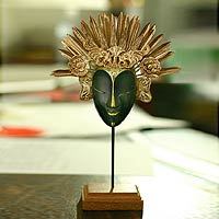 Wood and copper mask,