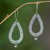 Sterling silver chandelier earrings Lace Teardrop Indonesia