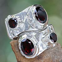 Garnet sterling silver wrap ring Comet Indonesia