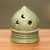 Ceramic tealight candleholder, 'Dome of Light' - Green Sky Theme Ceramic Candleholder for a Tealight Candle thumbail