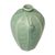 Ceramic vase, 'Frangipani Frog' - Handcrafted Ceramic Vase with Leaves and Frog (image 2d) thumbail