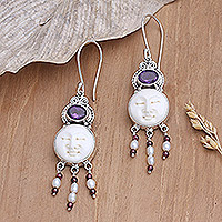 Amethyst and pearl dangle earrings Moon Prince Indonesia