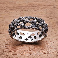 Men s sterling silver ring Coral Reef Indonesia