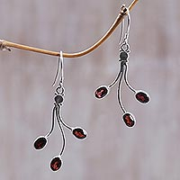 Garnet dangle earrings Crimson Leaves Indonesia