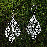 Sterling silver dangle earrings Diamonds in Lace Indonesia