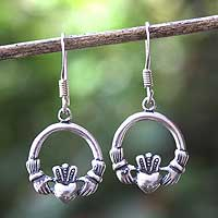 Sterling silver dangle earrings Hold My Heart Indonesia