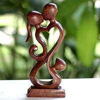 Wood sculpture, 'Family Harmony' - Unique Indonesian Wood Sculpture
