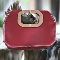Leather handbag Geometric Red Indonesia