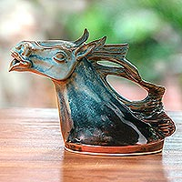 Stoneware ceramic teapot Racehorse Indonesia