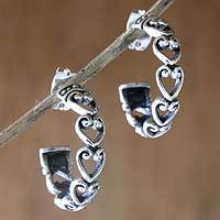 Sterling silver hoop earrings,