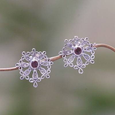 Garnet earrings, Floral Aura
