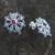 Garnet earrings, 'Floral Aura' - Floral Sterling Silver Garnet Button Earrings (image 2c) thumbail