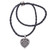 Leather necklace, 'Hibiscus Leaf' - Leather and Sterling Silver Heart Necklace (image 2a) thumbail